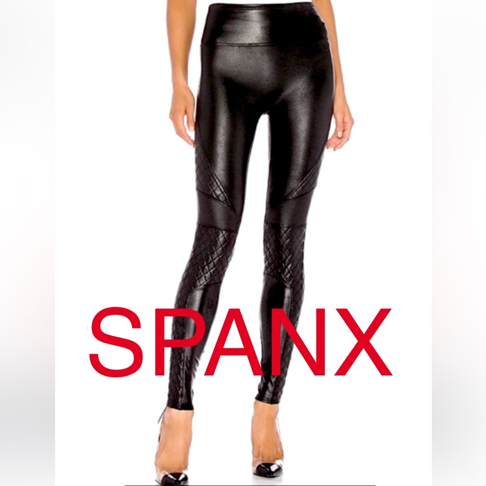 SPANX Faux leather quilted leggings XS black